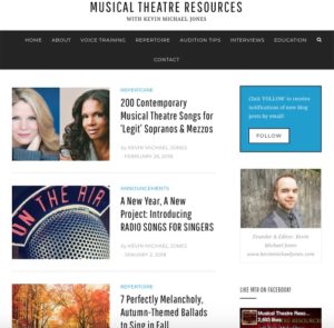 Neue Songs finden Das Foto ist ein Screenshot der Webseite Musical Theatre Resources.
