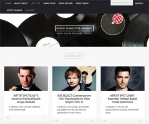 Neue Songs finden Das Foto ist ein Screenshot der Webseite Radio Songs For Singers.