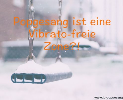 Vibrato im Popgesang Das Foto zeigt eingeschneite Schaukeln auf einem Spielplatz.
